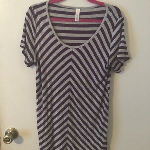 LuLaRoe Classic T • Purple/Grey Stripes